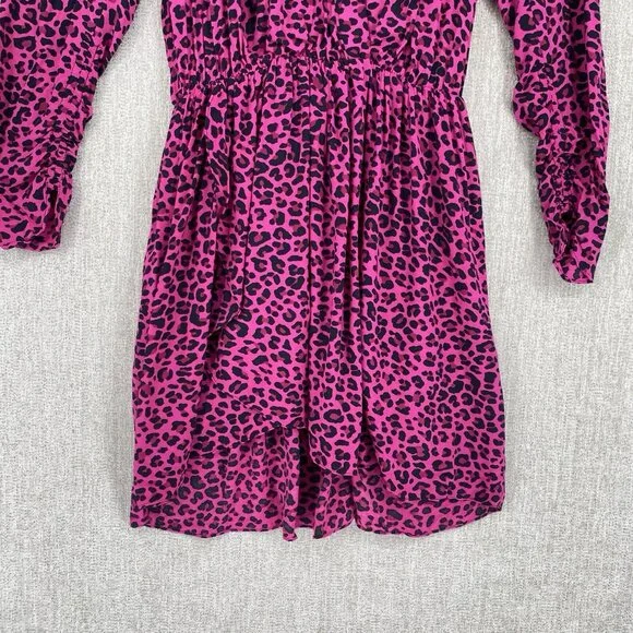 Zadig Voltaire Dress Womens XS Pink Mini Long Sleeve Cinch Leopard Print NEW - Picture 5 of 13
